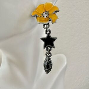 Yellow flower drop earrings